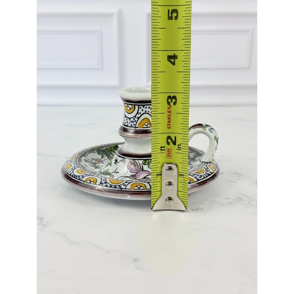 VTG Ceramica Conimbriga Hand Painted Quimper Candle Holder 3